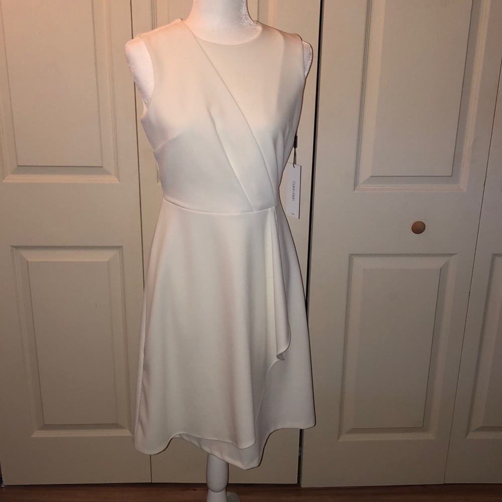 Calvin Klein Sz 4 Sleeveless White Dress NWT